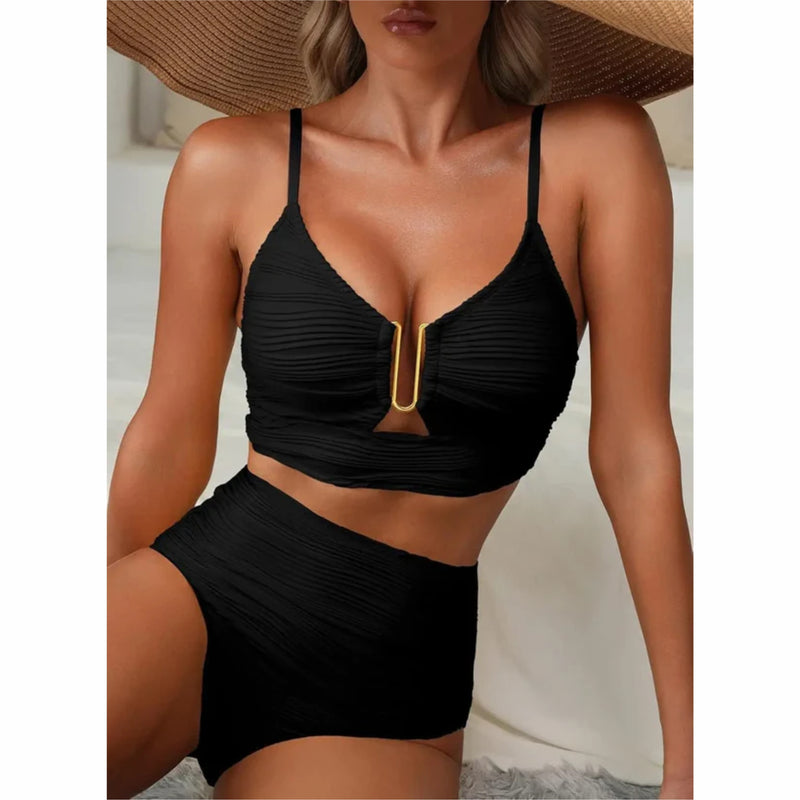 Hollow-Out U-Neck Bikini Set