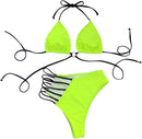 Bikini with tie and side cutout