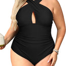 Plus size swimsuit with adjustable cross straps