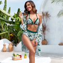 Tropical High-Waisted Bikini Set with Matching Cover-Up