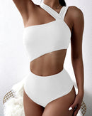 One-shoulder crossover strap swimsuit