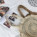 Bohemian Round Straw Beach Bag