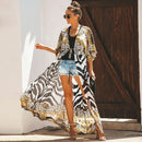 Animal print beach cover-up with front tie