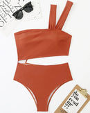 One-shoulder crossover strap swimsuit