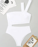 One-shoulder crossover strap swimsuit