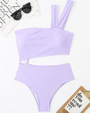 One-shoulder crossover strap swimsuit