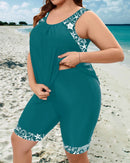 Tankini top and mid-thigh shorts