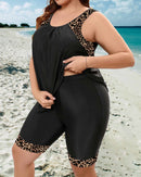 Tankini top and mid-thigh shorts