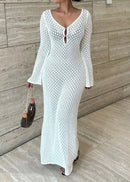 SunKnit Sheer Maxi Cover-Up Dress