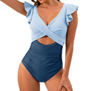 V-neck swimsuit with tummy control