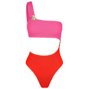 One-shoulder swimsuit with hoop detail