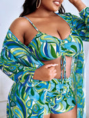 TropiChic 3-Pcs Plus Size Bikini Set with Kimono