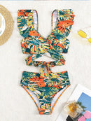 Tropical Leaf High Waist Bikini
