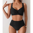 High-waisted ruched bikini - Pleated
