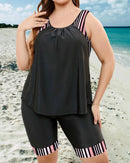 Tankini top and mid-thigh shorts
