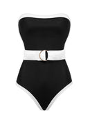 Mia - Off-Shoulder Contrast One-Piece Swimsuit