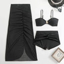 Elegant Mesh Strapless Three-Piece Swimsuit Set