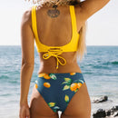 Floral V-Neck Push-Up Bikini Set