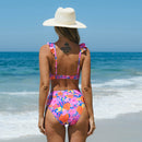 Bikini with ruffled straps & high-waisted panties