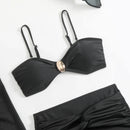 Elegant Mesh Strapless Three-Piece Swimsuit Set
