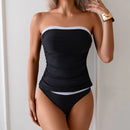 Two-tone strapless tankini
