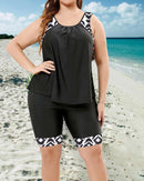 Tankini top and mid-thigh shorts