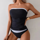 Two-tone strapless tankini