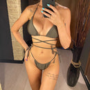 Triangle bikini set with wrap front