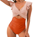 V-neck swimsuit with tummy control