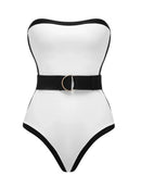 Mia - Off-Shoulder Contrast One-Piece Swimsuit