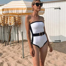 Mia - Off-Shoulder Contrast One-Piece Swimsuit