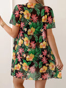 Tropical floral bikini set with beach cover up