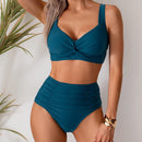 High-waisted ruched bikini - Pleated