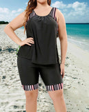 Tankini top and mid-thigh shorts