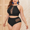 Mesh Detail High Waist Bikini