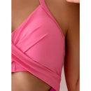 Crisscross Halter Swimsuit in Pink