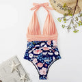 Plunge Halter Swimsuit with Waist Band