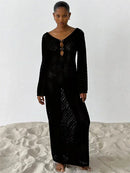 SunKnit Sheer Maxi Cover-Up Dress