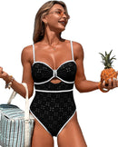 Bow Front Textured Swimsuit - Summer