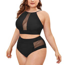 Mesh Detail High Waist Bikini