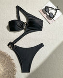 Fierce One Shoulder Swimsuit with Hoop