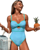 Bow Front Textured Swimsuit - Summer