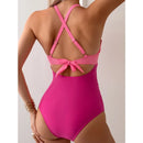 Crisscross Halter Swimsuit in Pink