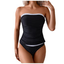 Two-tone strapless tankini