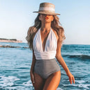 Plunge Halter Swimsuit with Waist Band