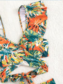 Tropical Leaf High Waist Bikini
