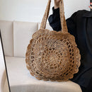 Bohemian Round Straw Beach Bag