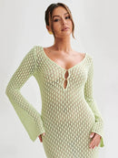 SunKnit Sheer Maxi Cover-Up Dress