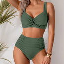 High-waisted ruched bikini - Pleated