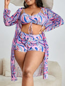TropiChic 3-Pcs Plus Size Bikini Set with Kimono